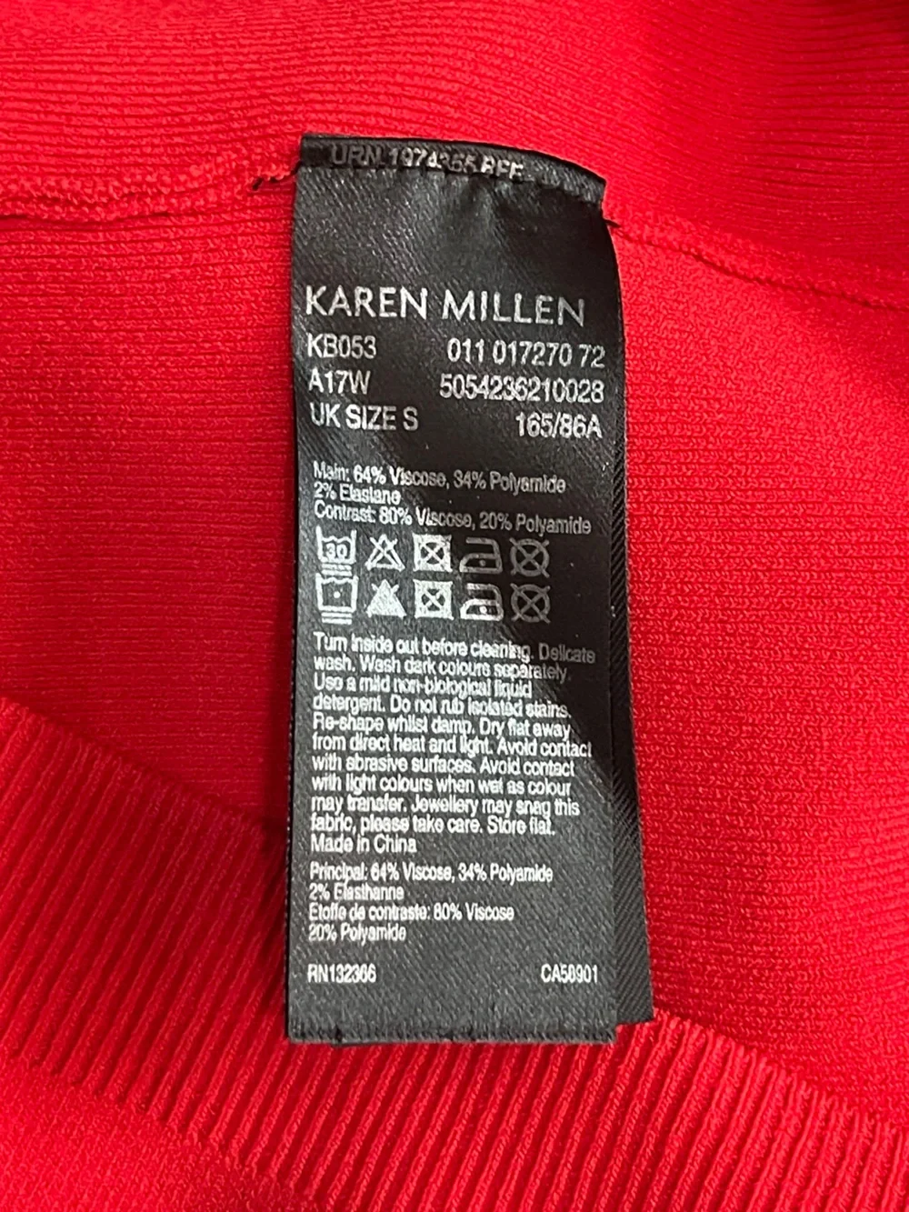 KAREN MILLEN Fluted Sleeve Dress Red Knit Sweater Lace Flared Sleeve Small - Picture 7 of 8